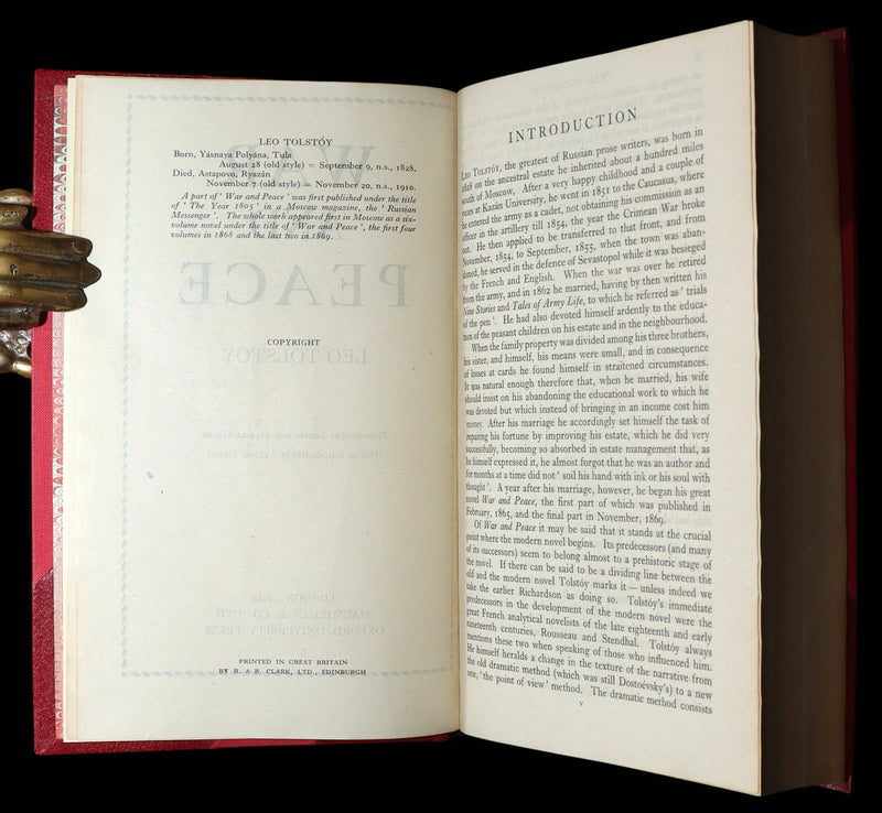 1942 Rare Book bound by  Bayntun-Riviere  - War and Peace by Leo Tolstoy
