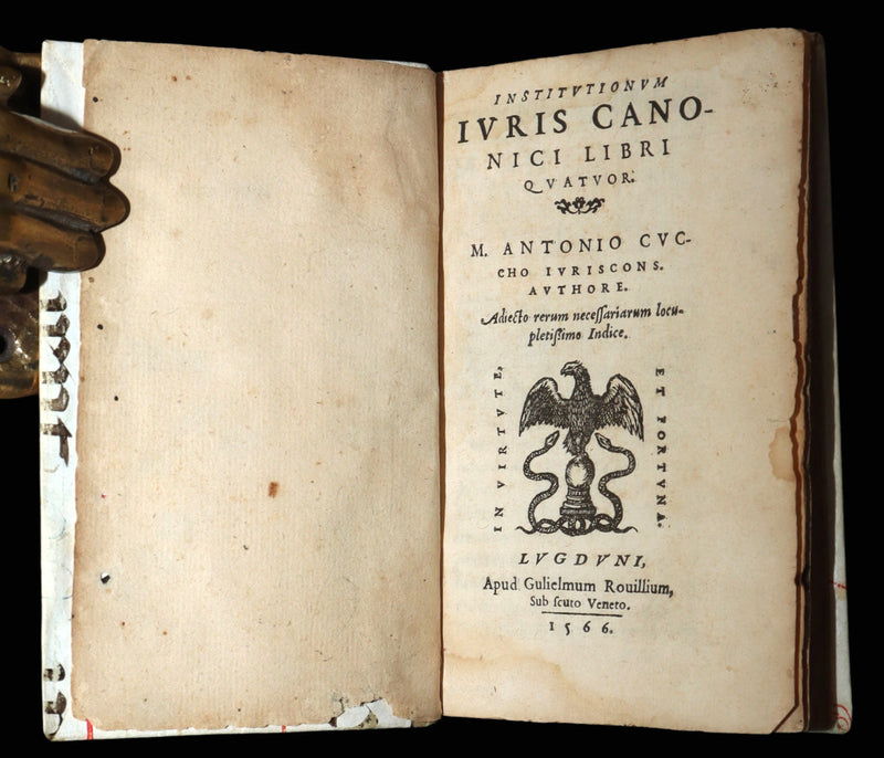 1566 Rare Illuminated Manuscript Binding - Marco Antonio Cucchi Canon Law