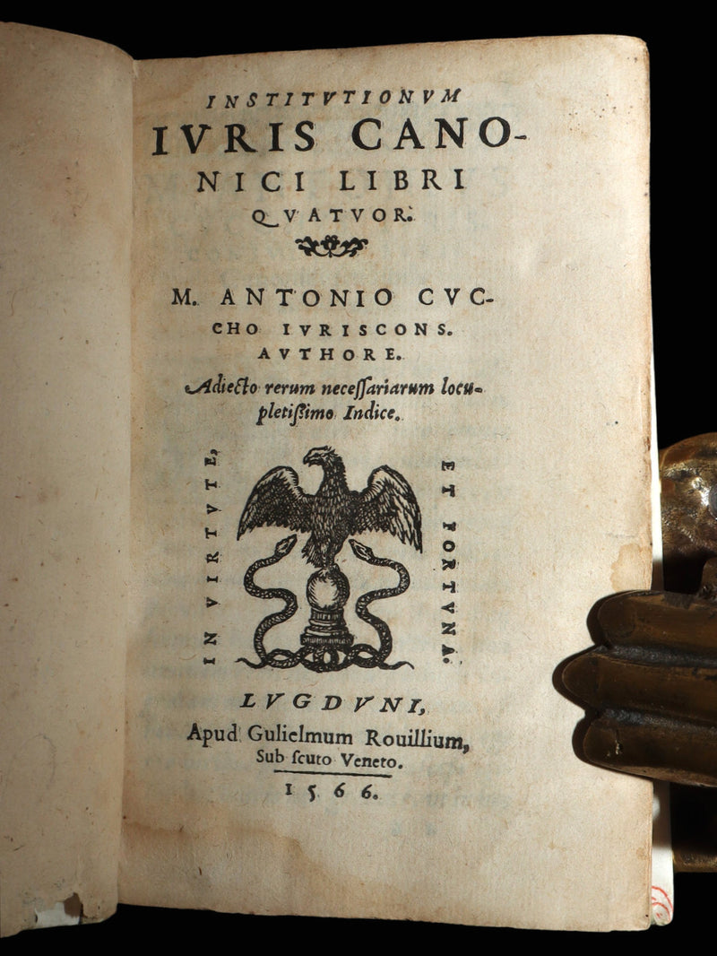 1566 Rare Illuminated Manuscript Binding - Marco Antonio Cucchi Canon Law