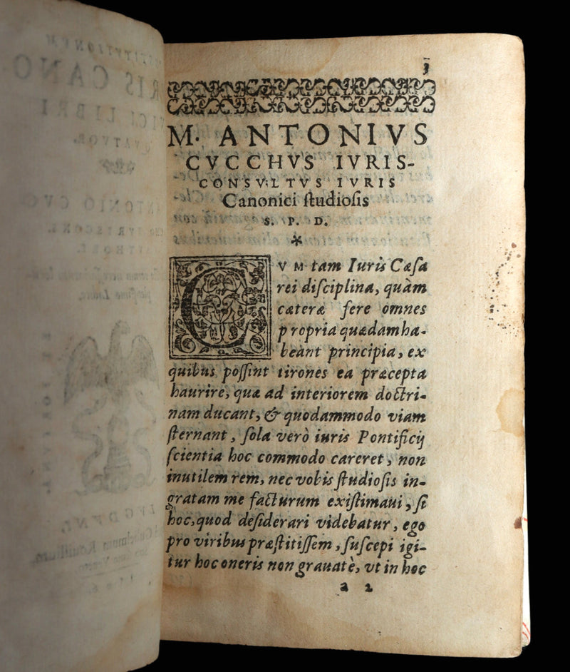 1566 Rare Illuminated Manuscript Binding - Marco Antonio Cucchi Canon Law