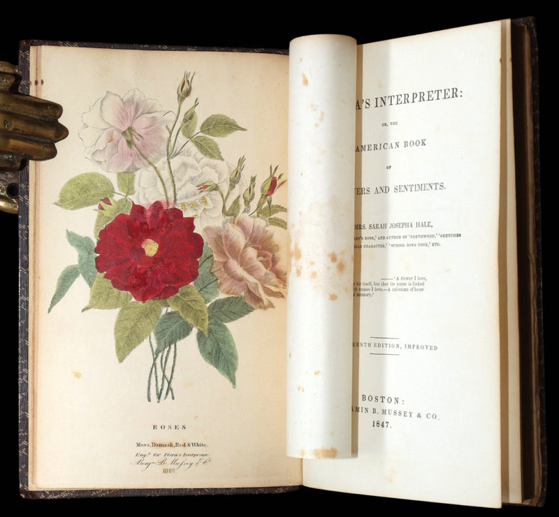 1847 Rare Book - Flora’s Interpreter by Sarah Josepha Hale, Hand-Colored Plates