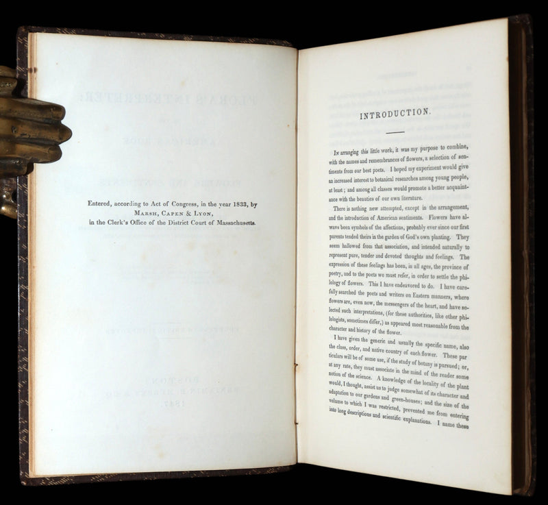 1847 Rare Book - Flora’s Interpreter by Sarah Josepha Hale, Hand-Colored Plates