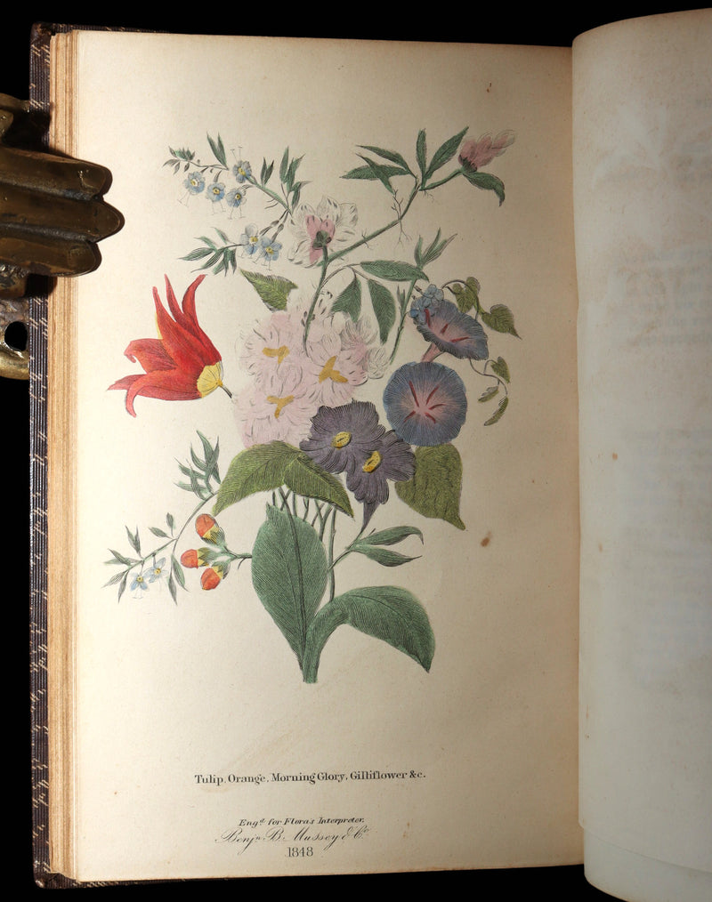 1847 Rare Book - Flora’s Interpreter by Sarah Josepha Hale, Hand-Colored Plates