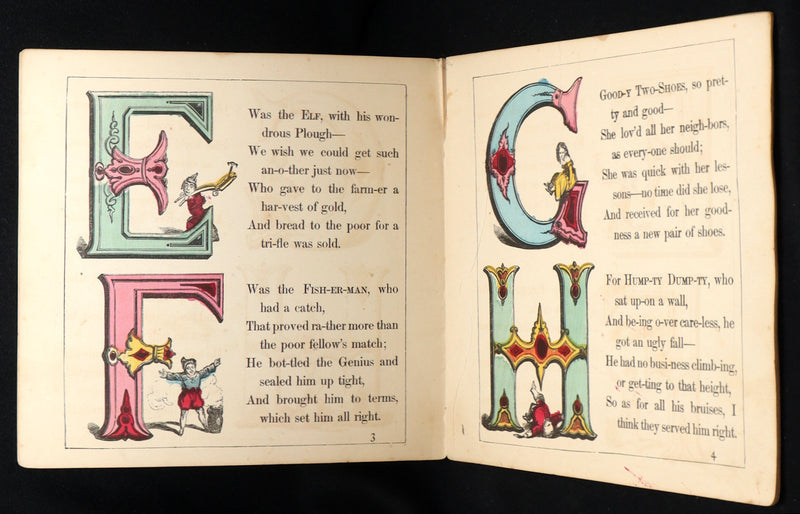 1870 Rare Victorian Hand-Colored Alphabet Book - Fairy ABC
