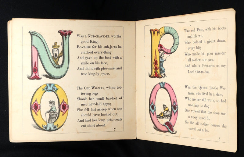 1870 Rare Victorian Hand-Colored Alphabet Book - Fairy ABC