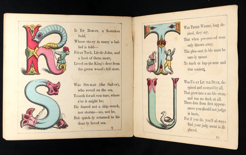 1870 Rare Victorian Hand-Colored Alphabet Book - Fairy ABC