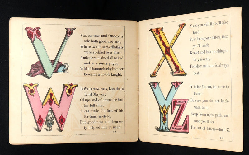 1870 Rare Victorian Hand-Colored Alphabet Book - Fairy ABC