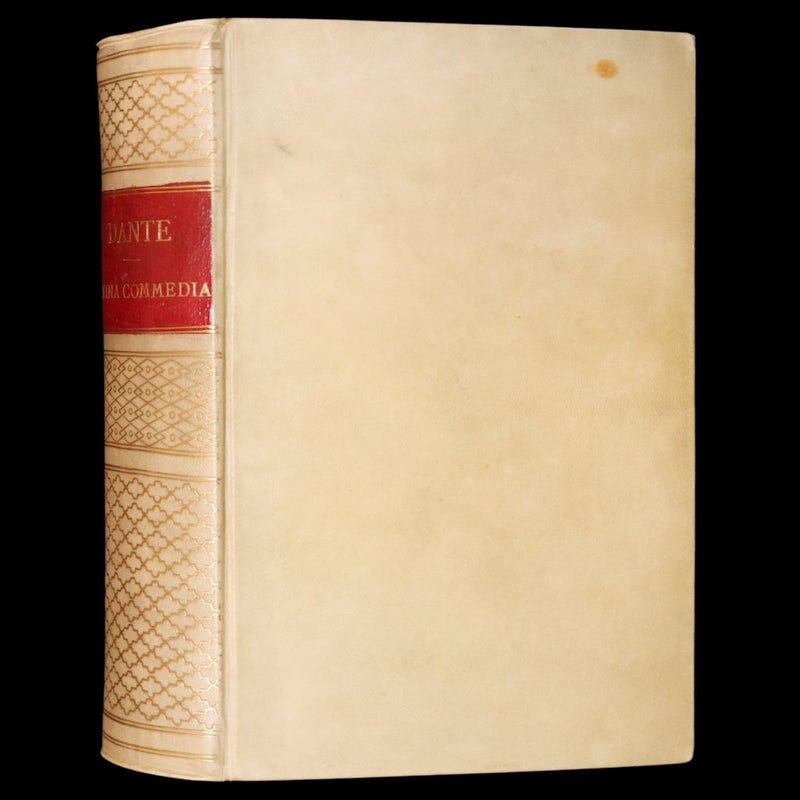 1879 Italian Vellum Book - La Divina Commedia, Divine Comedy by Dante Alighieri