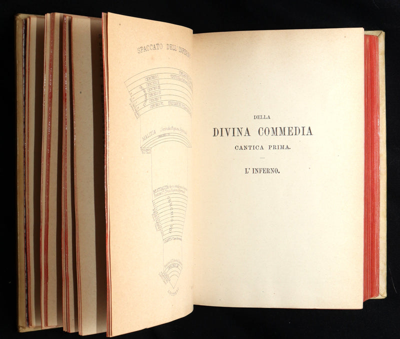 1879 Italian Vellum Book - La Divina Commedia, Divine Comedy by Dante Alighieri