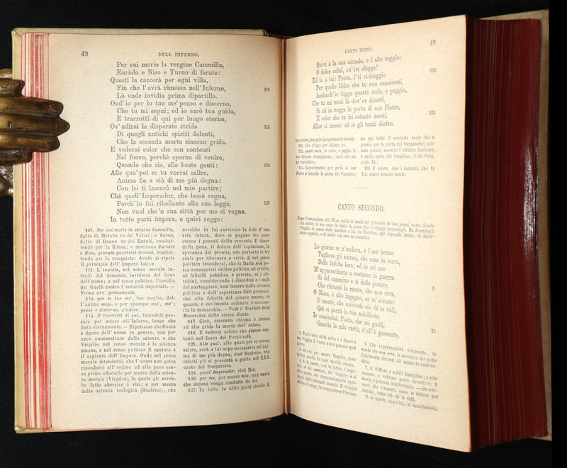 1879 Italian Vellum Book - La Divina Commedia, Divine Comedy by Dante Alighieri