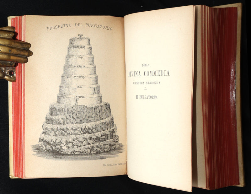 1879 Italian Vellum Book - La Divina Commedia, Divine Comedy by Dante Alighieri
