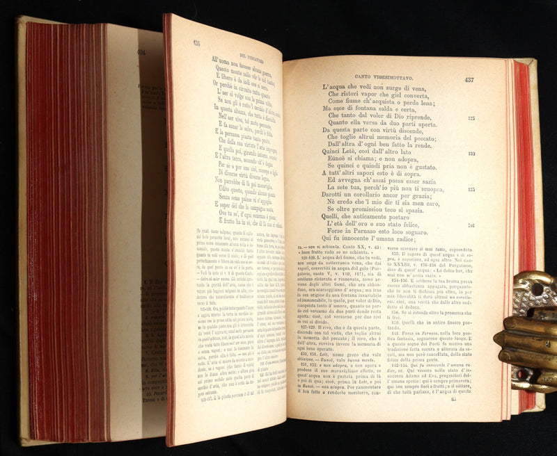 1879 Italian Vellum Book - La Divina Commedia, Divine Comedy by Dante Alighieri