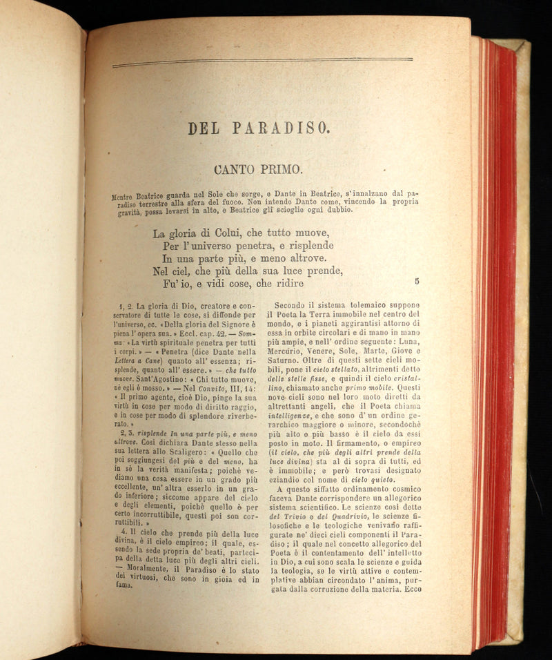 1879 Italian Vellum Book - La Divina Commedia, Divine Comedy by Dante Alighieri