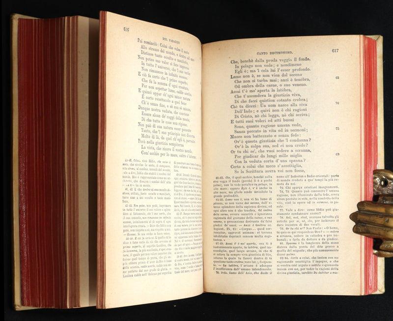 1879 Italian Vellum Book - La Divina Commedia, Divine Comedy by Dante Alighieri