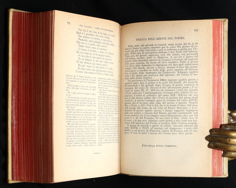 1879 Italian Vellum Book - La Divina Commedia, Divine Comedy by Dante Alighieri