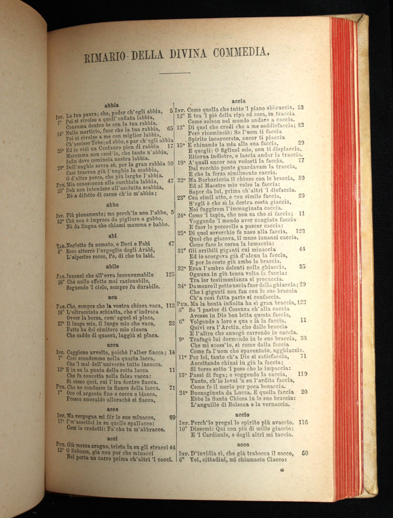 1879 Italian Vellum Book - La Divina Commedia, Divine Comedy by Dante Alighieri