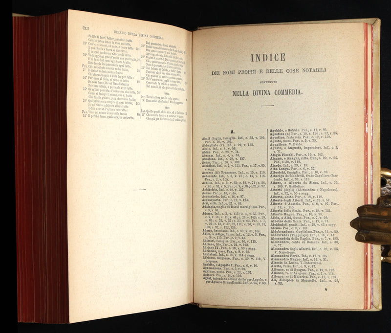 1879 Italian Vellum Book - La Divina Commedia, Divine Comedy by Dante Alighieri