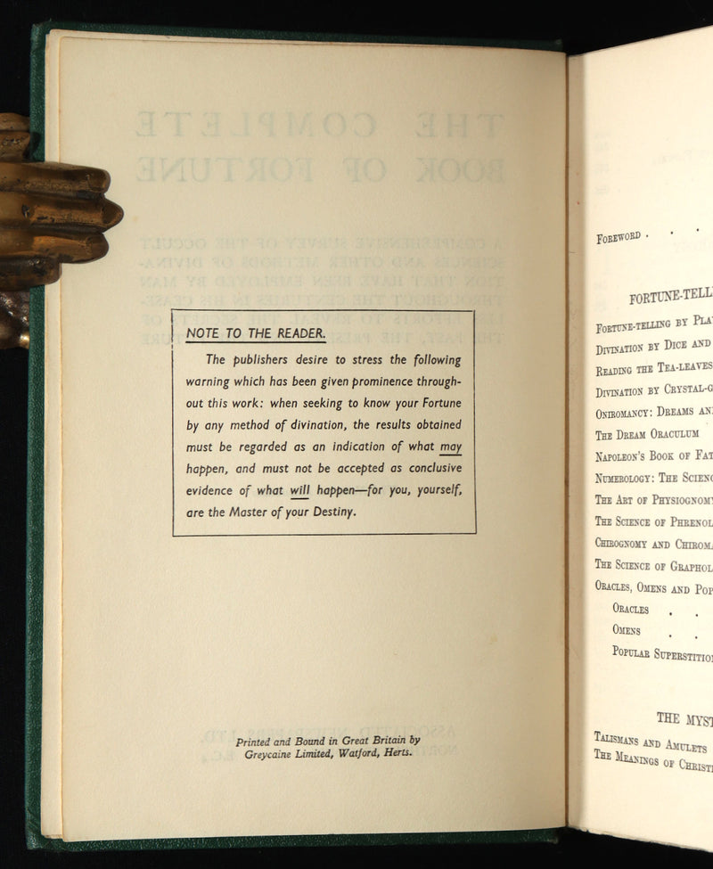 1935 Rare Book - The Complete Book of Fortune and Other Methods Of Divination