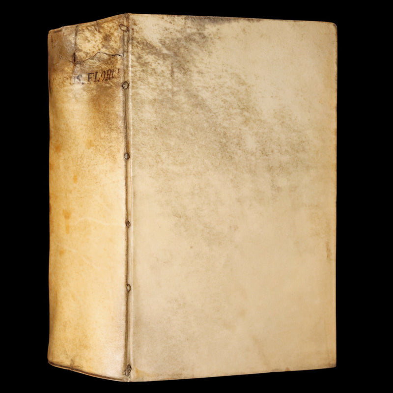 1722 Rare Latin Vellum Book - Florus' Roman History with Map of the Roman Empire