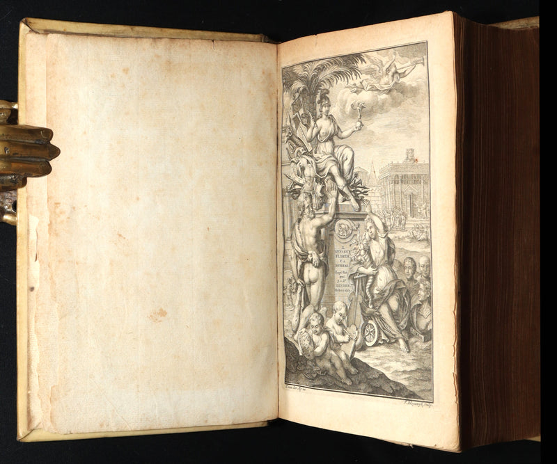 1722 Rare Latin Vellum Book - Florus' Roman History with Map of the Roman Empire