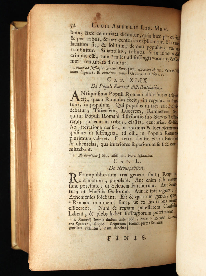 1722 Rare Latin Vellum Book - Florus' Roman History with Map of the Roman Empire