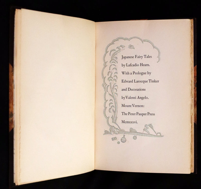 1936  Scarce Limited First Edition - Japanese Fairy Tales by Lafcadio Hearn, illustrated by Valenti Angelo.
