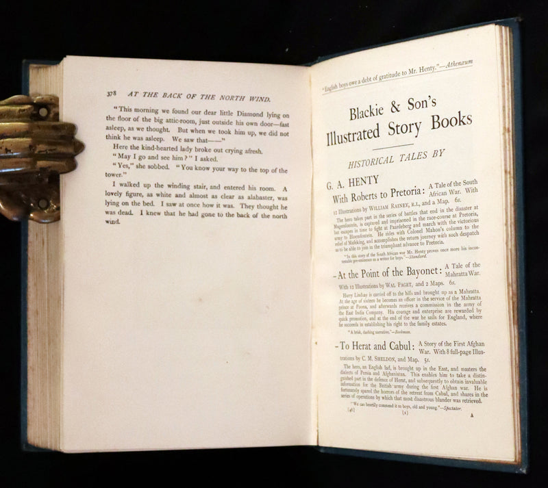 1900 Rare Book - At the Back of the North Wind by George MacDonald illustrated by Arthur Hughes.
