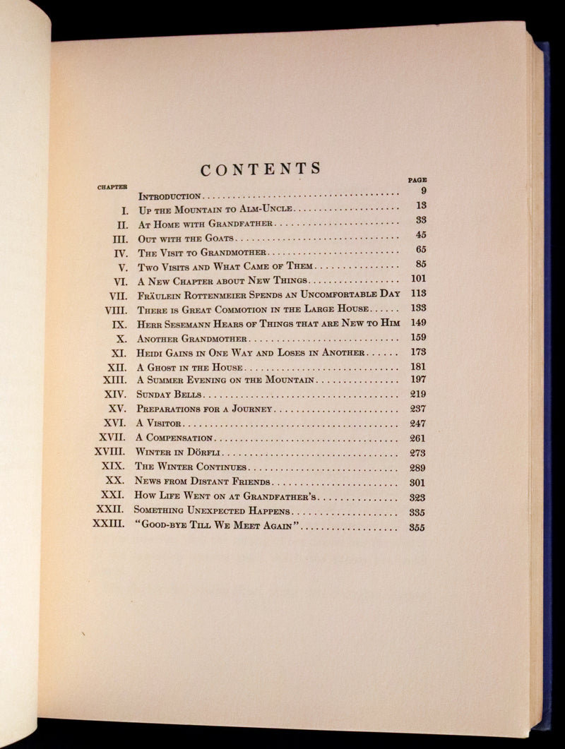 1922 Rare Book - HEIDI by Johanna Spyri illustrated in color by Jessie Willcox Smith.