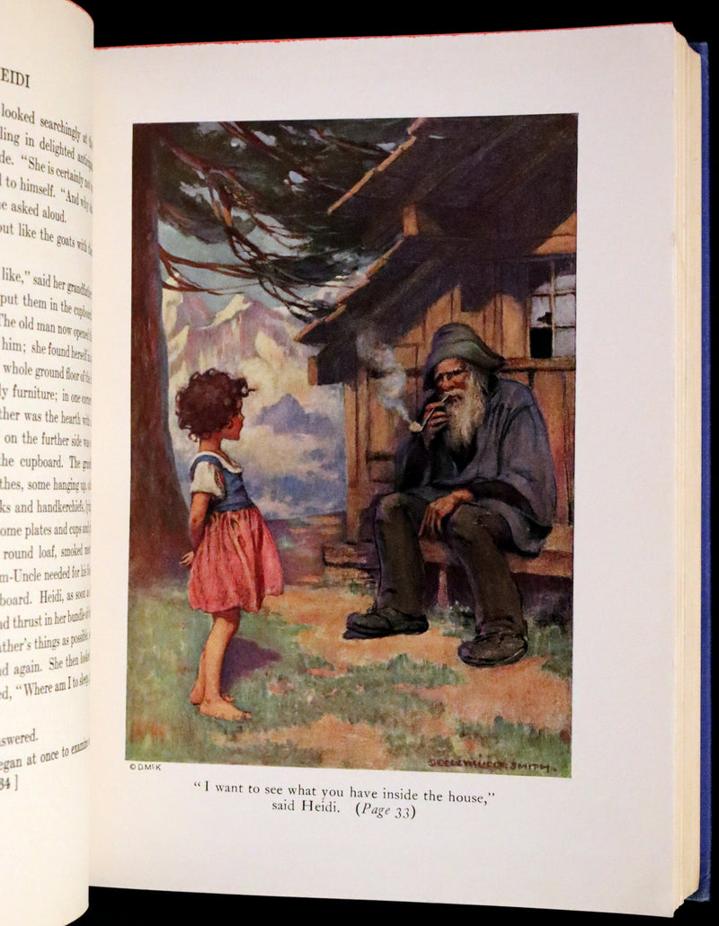 1922 Rare Book - HEIDI by Johanna Spyri illustrated in color by Jessie Willcox Smith.