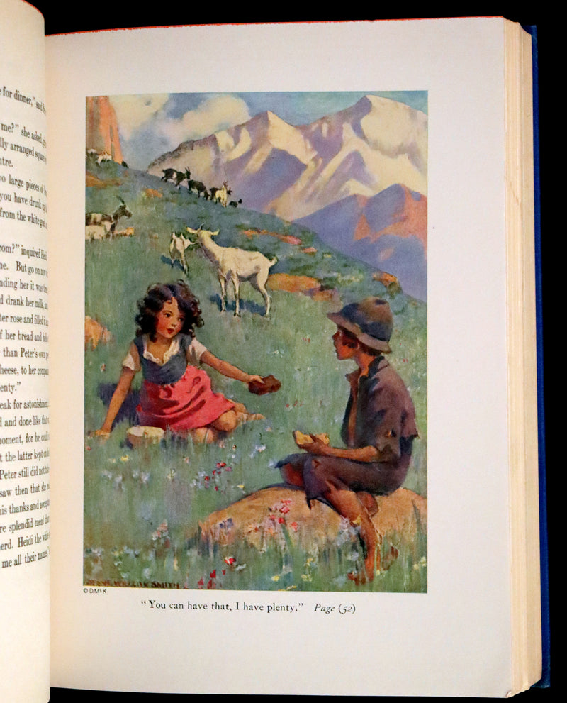 1922 Rare Book - HEIDI by Johanna Spyri illustrated in color by Jessie Willcox Smith.