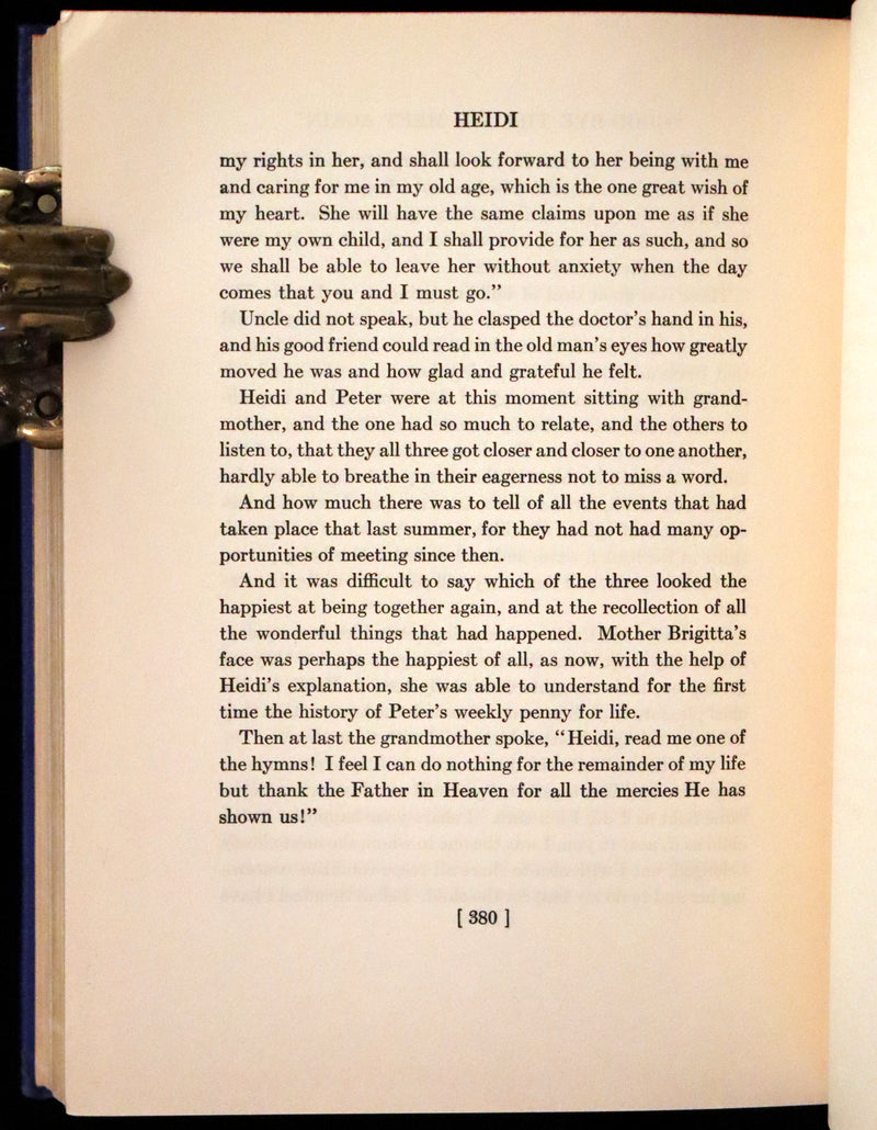 1922 Rare Book - HEIDI by Johanna Spyri illustrated in color by Jessie Willcox Smith.