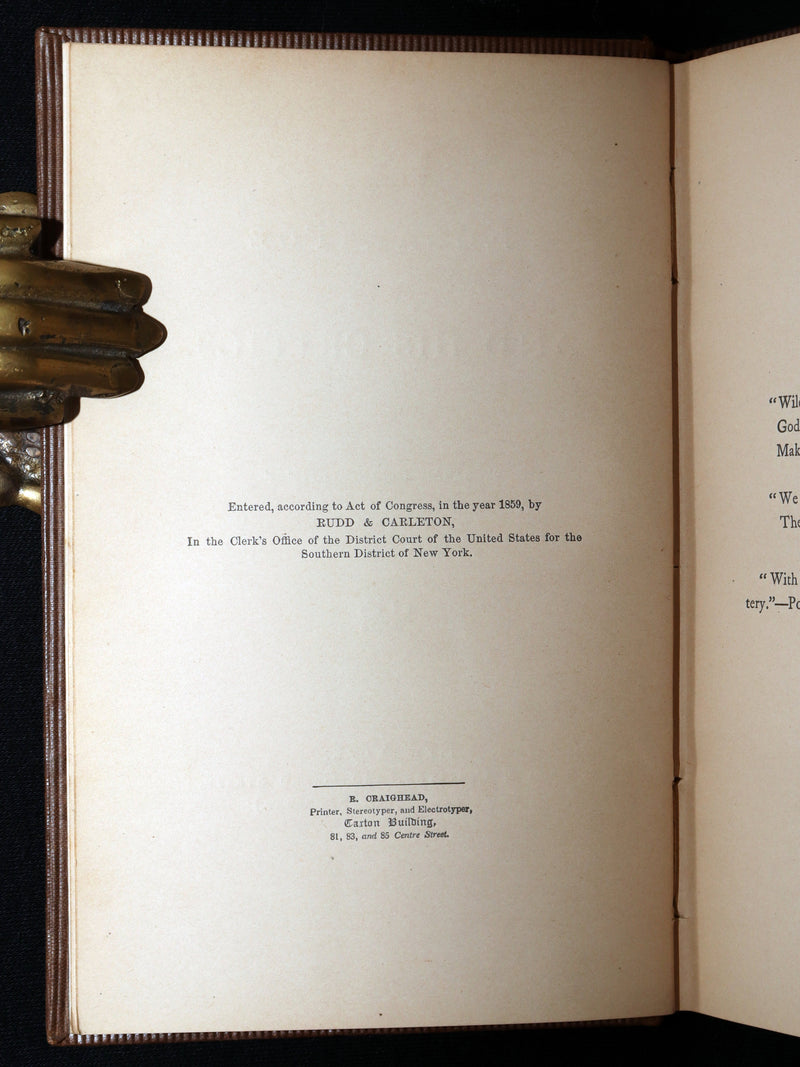 1860 First ED - Edgar Poe and His Critics by Poe's Fiancée Sarah Helen Whitman