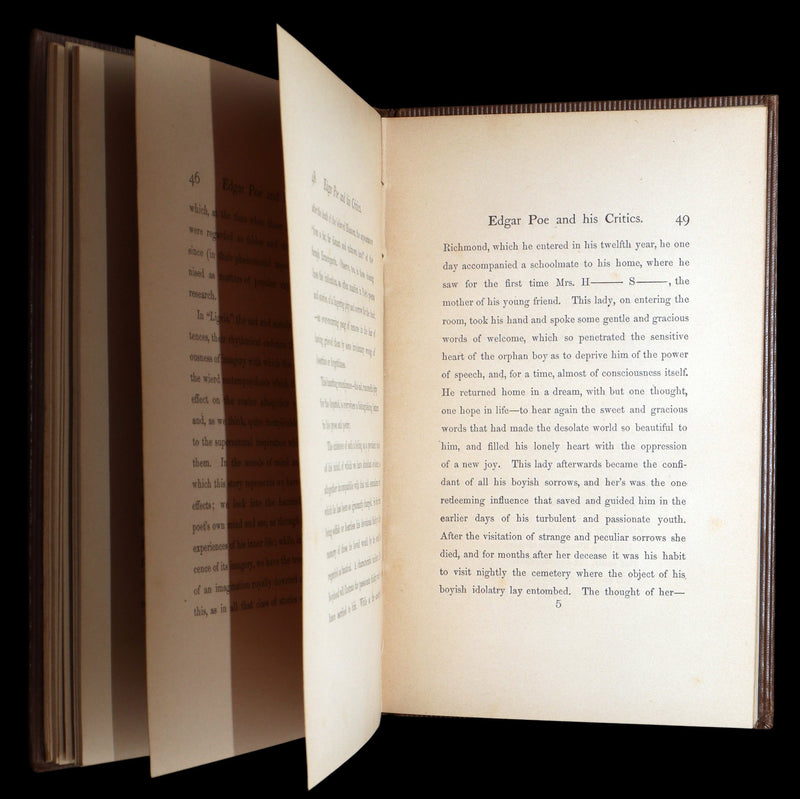 1860 First ED - Edgar Poe and His Critics by Poe's Fiancée Sarah Helen Whitman