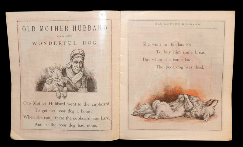 1904 Scarce Linen Book - Mother Hubbard and her Dog, Color Illustrated