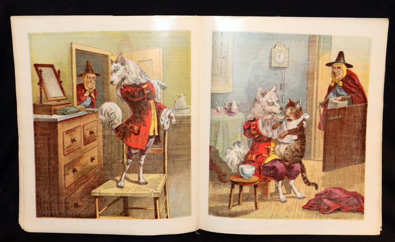 1904 Scarce Linen Book - Mother Hubbard and her Dog, Color Illustrated