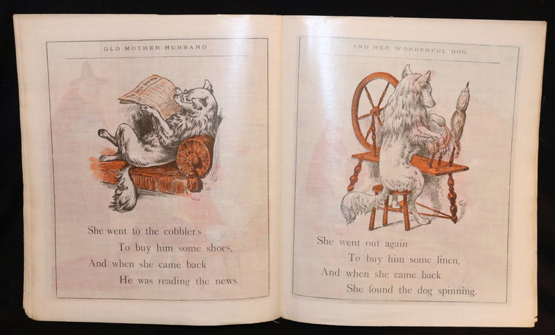 1904 Scarce Linen Book - Mother Hubbard and her Dog, Color Illustrated