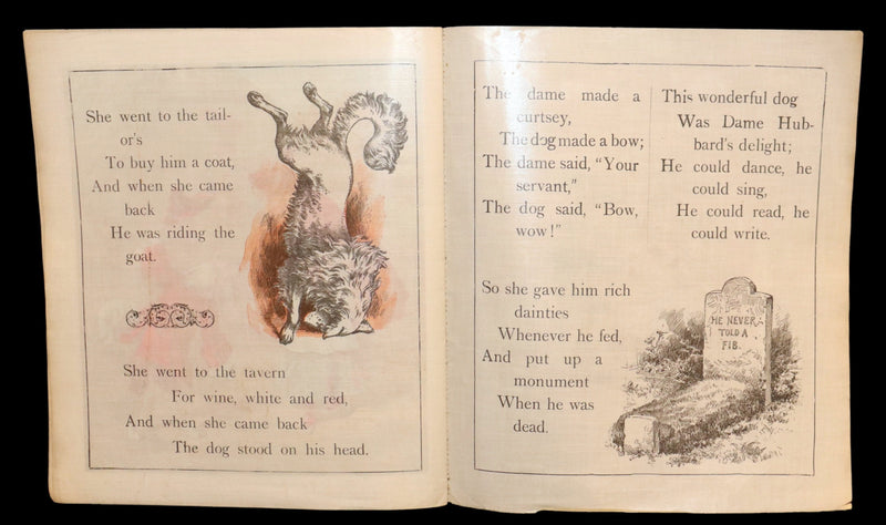 1904 Scarce Linen Book - Mother Hubbard and her Dog, Color Illustrated