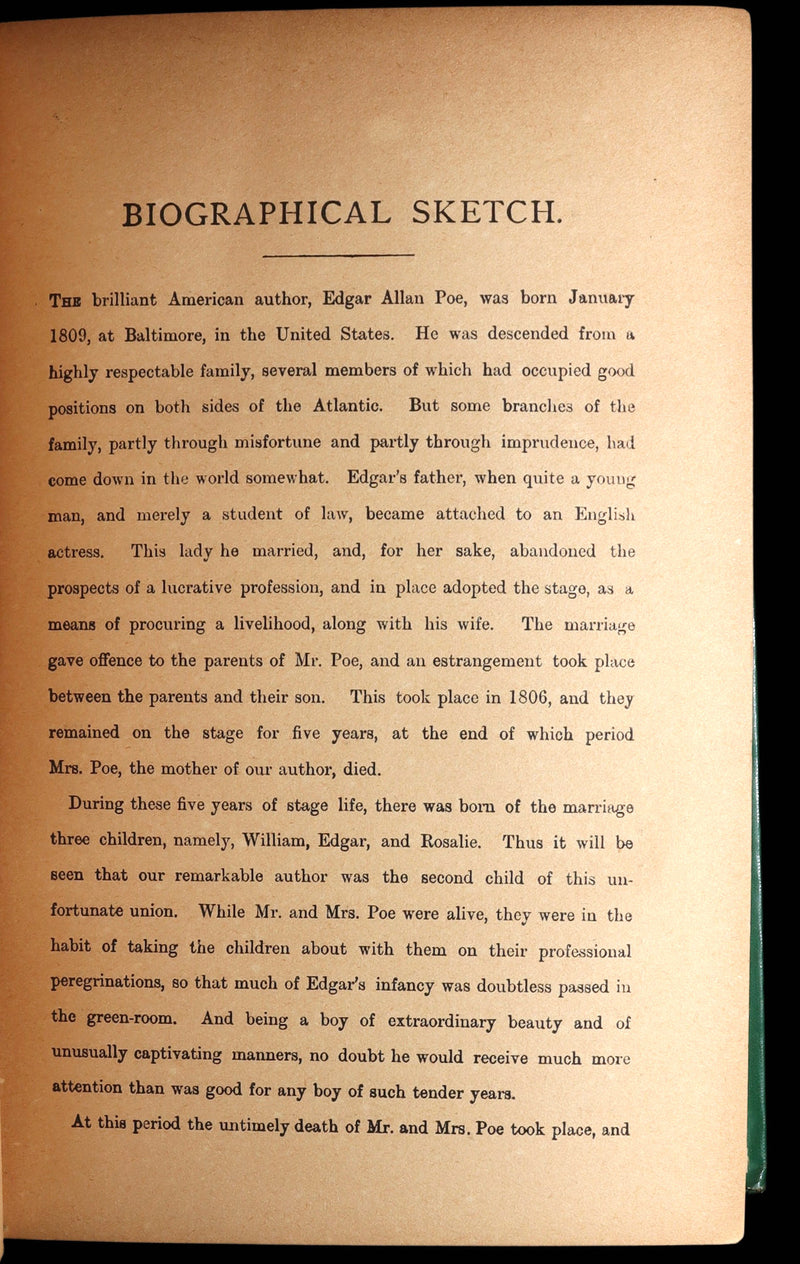 1891 Rare Victorian Edition - The Popular Tales of Edgar Allan Poe