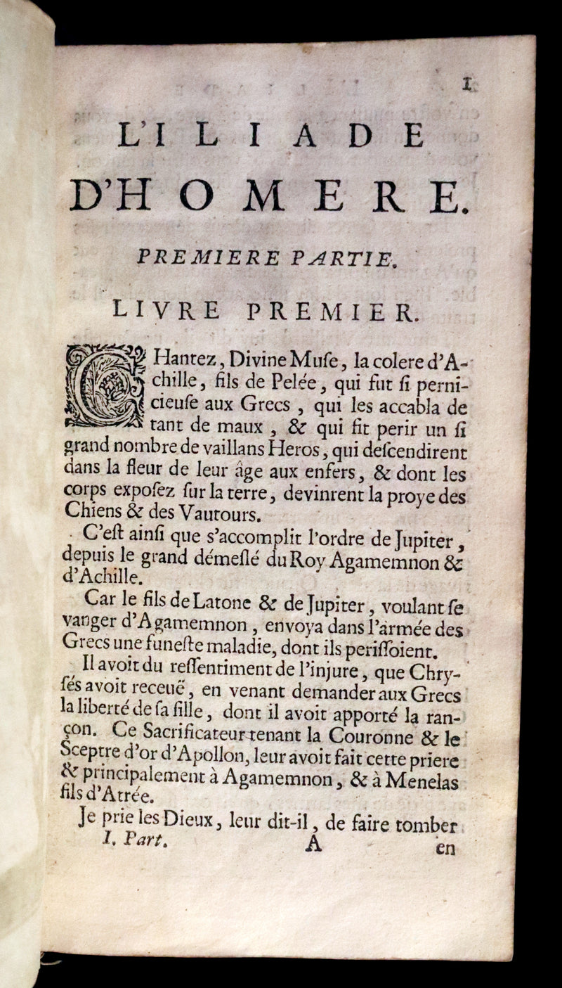 1682 Scarce French Edition illustrated by Schoonebeek - L'Iliade d'Homère. The ILIAD of HOMER.