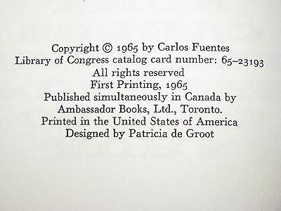1965 - Carlos Fuentes -  Aura by Mexican novelist Carlos Fuentes - First Edition