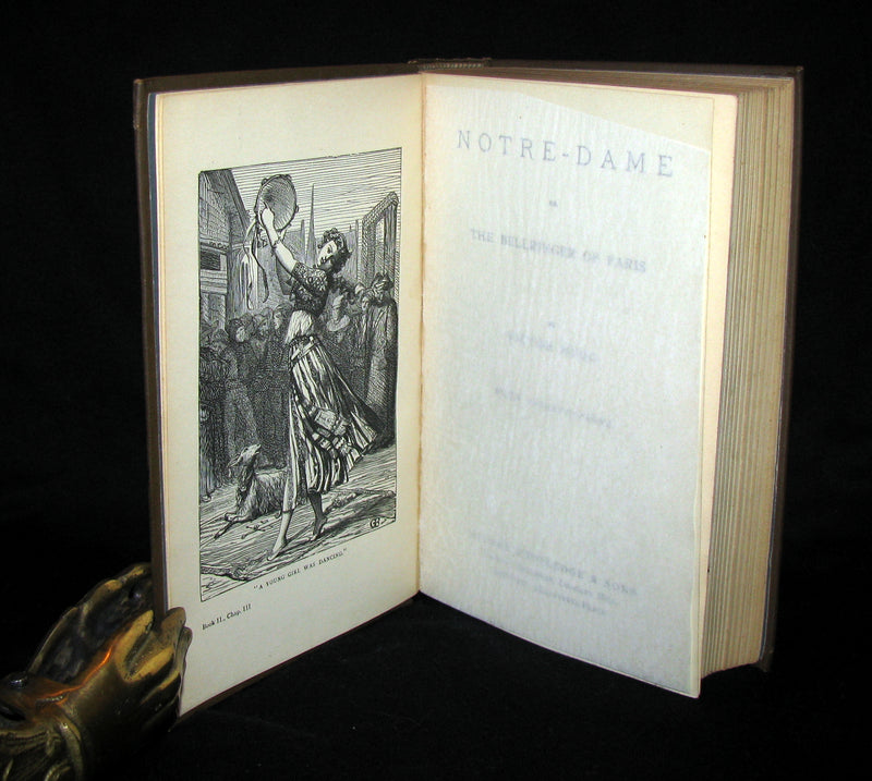 1890 Rare Victorian Book - Notre-Dame or The Bellringer of Paris by Victor Hugo. Gothic.