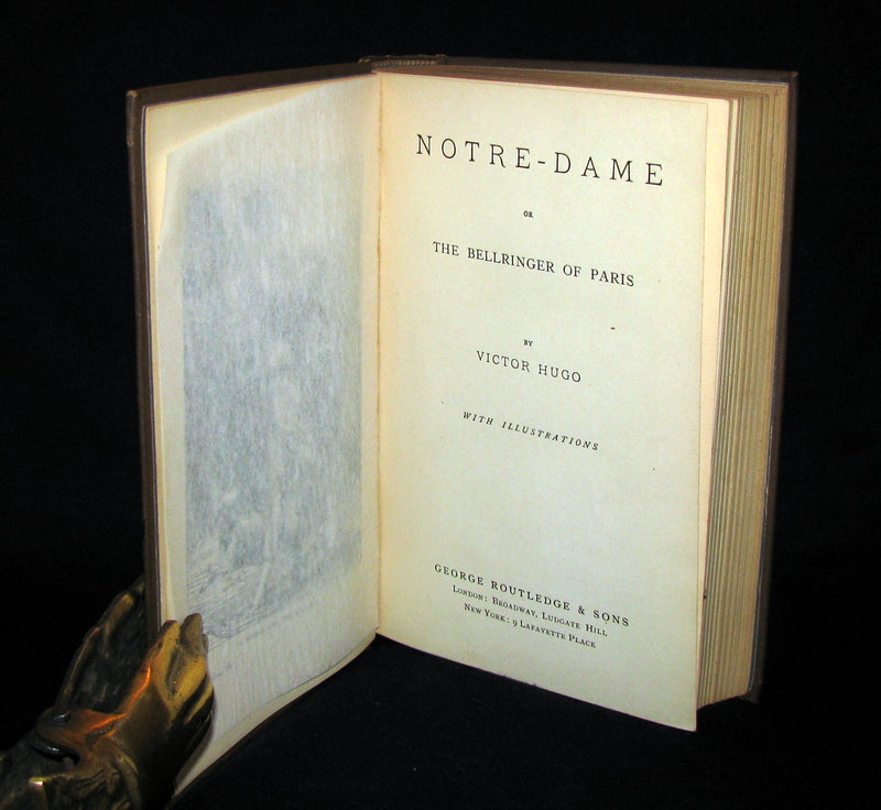 1890 Rare Victorian Book - Notre-Dame or The Bellringer of Paris by Victor Hugo. Gothic.
