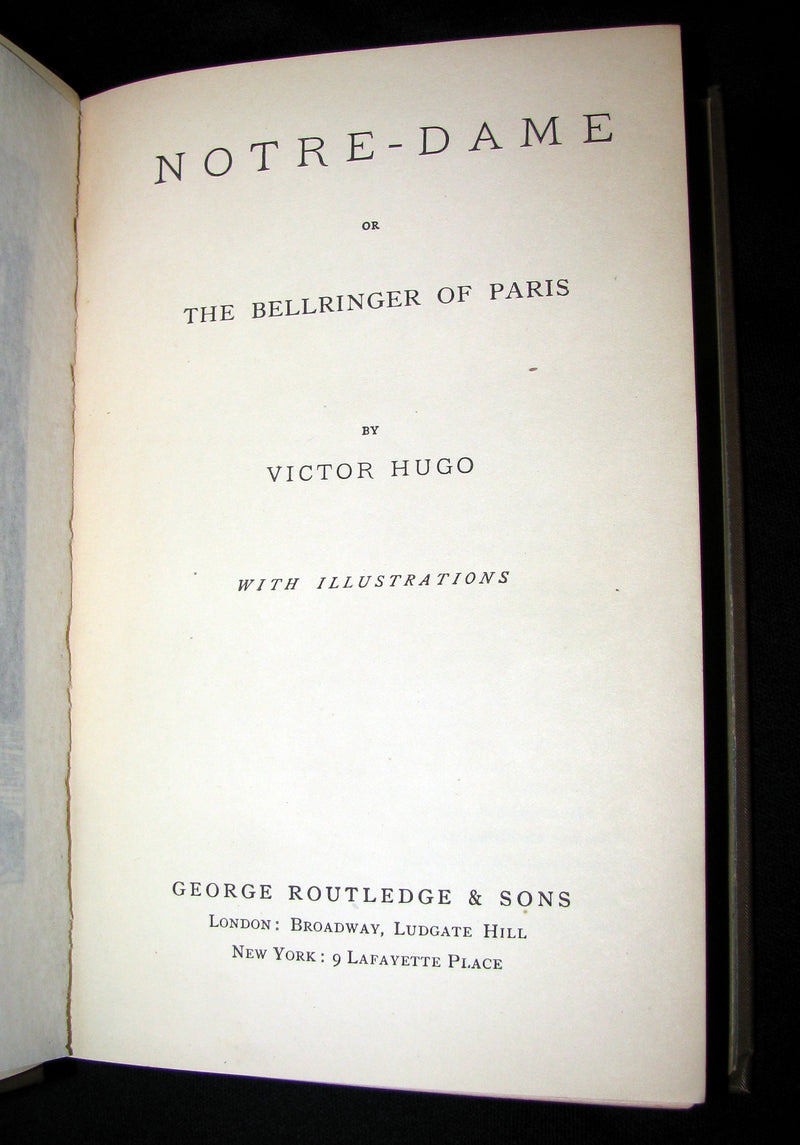 1890 Rare Victorian Book - Notre-Dame or The Bellringer of Paris by Victor Hugo. Gothic.