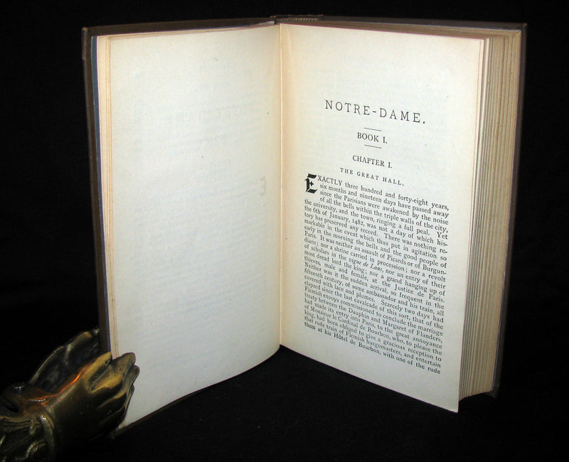 1890 Rare Victorian Book - Notre-Dame or The Bellringer of Paris by Victor Hugo. Gothic.