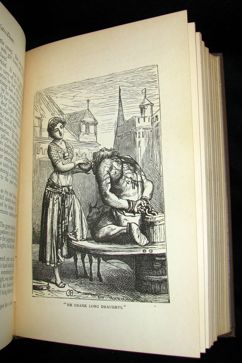 1890 Rare Victorian Book - Notre-Dame or The Bellringer of Paris by Victor Hugo. Gothic.