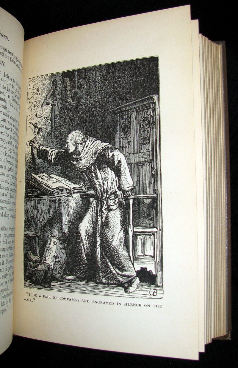 1890 Rare Victorian Book - Notre-Dame or The Bellringer of Paris by Victor Hugo. Gothic.