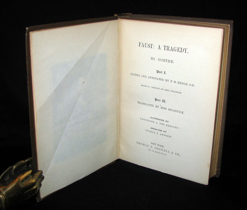 1880 Rare Victorian Book -   Faust - A Tragedy by Goethe, Illustrated by August von Kreling
