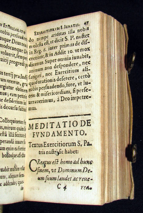 1640 Rare Book with clasps - The Spiritual Exercises taught by Saint Ignatius of Loyola