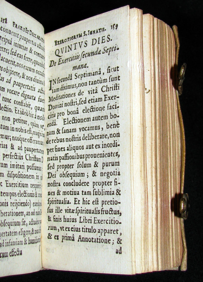 1640 Rare Book with clasps - The Spiritual Exercises taught by Saint Ignatius of Loyola