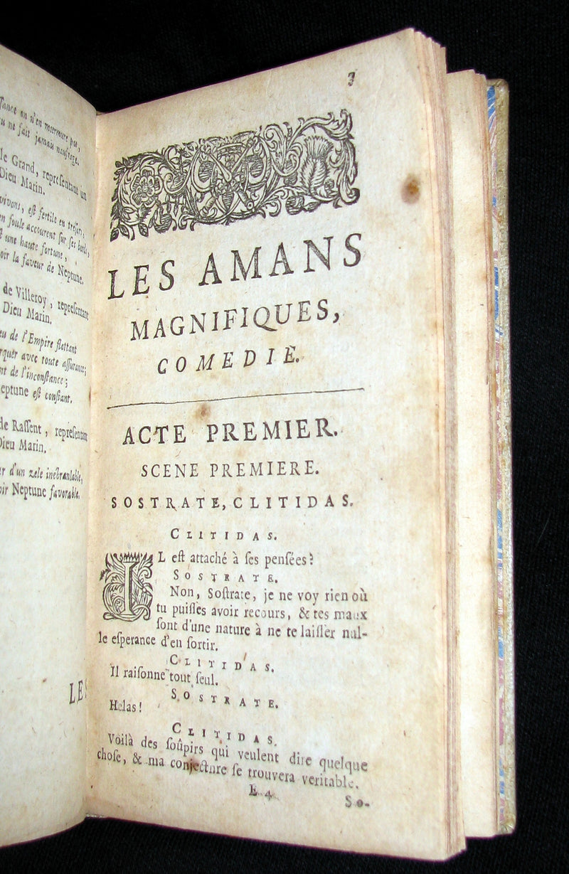 1689 Rare French Vellum Book - Magnificent Lovers - Les Amans Magnifiques by MOLIERE
